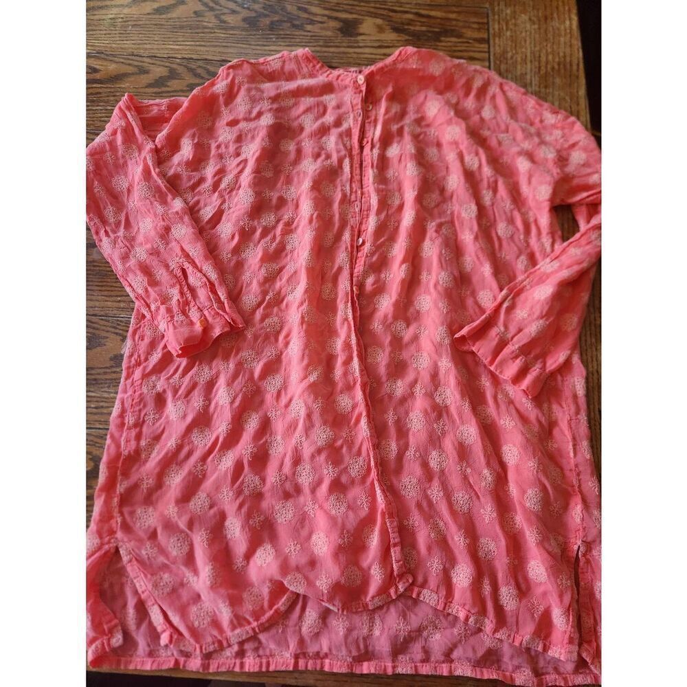 Johnny Was coral pink cupra rayon tunic sz XS